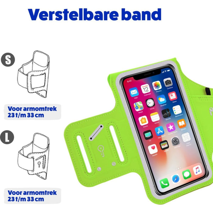 Phreeze Hardloop Telefoonhouder - Groen - Luchtig Neopreen - Kaartenvak - Sleutelvak - Airpods Vak -