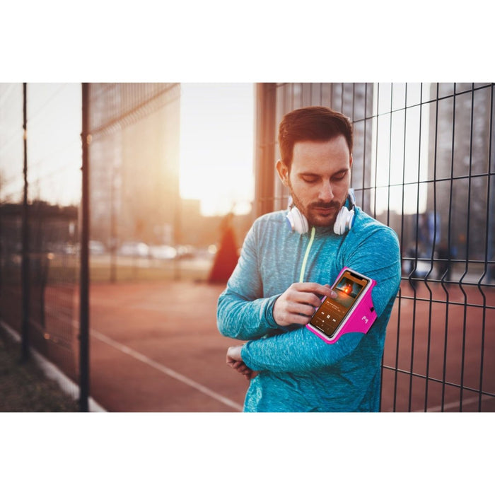 Phreeze Hardloop Telefoonhouder - Roze - Luchtig Neopreen - Kaartenvak - Sleutelvak - Airpods Vak -