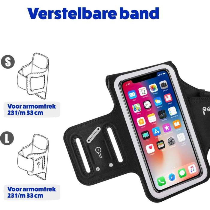 Phreeze Hardloop Telefoonhouder - Zwart - Luchtig Neopreen - Kaartenvak - Sleutelvak - Airpods Vak -