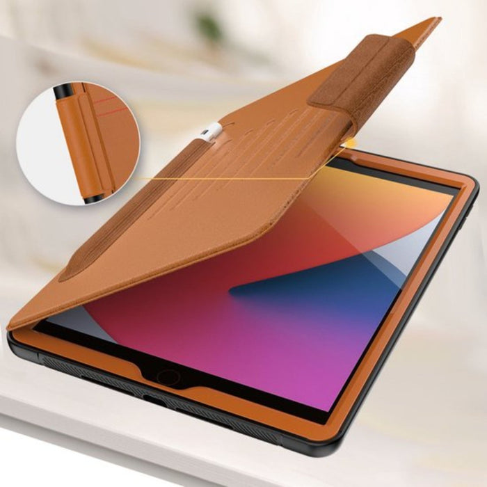 Phreeze iPad 10.2 (2019/2020/2021) Hoes - Magnetisch - Smart Folio Case - Ingebouwde Standaard - Apple Pencil vakje - Geschikt voor Apple iPad 7th/8th/9th Gen (10.2 inch) - Bruin - Tablet Hoezen - Phreeze