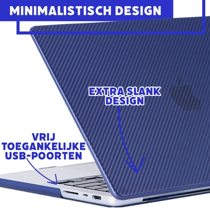 Phreeze MacBook Air Cover Blauw - Carbon Case voor MacBook Air (13 Inch) van 2018/2019/2020/2021/2022 - Hardcase A2337 M1, A1932, A2179