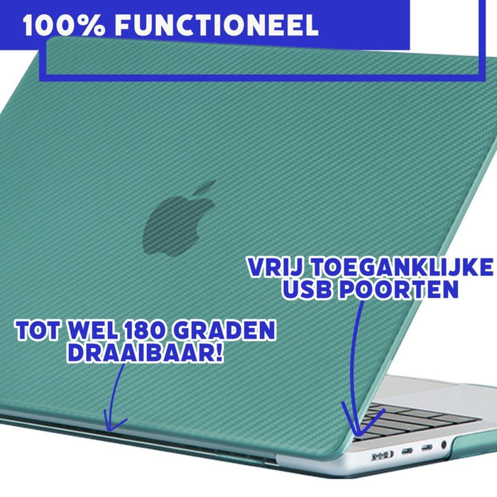 Phreeze MacBook Air Cover Groen - Carbon Case voor MacBook Air (13 Inch) van 2018/2019/2020/2021/2022 - Hardcase A2337 M1, A1932, A2179