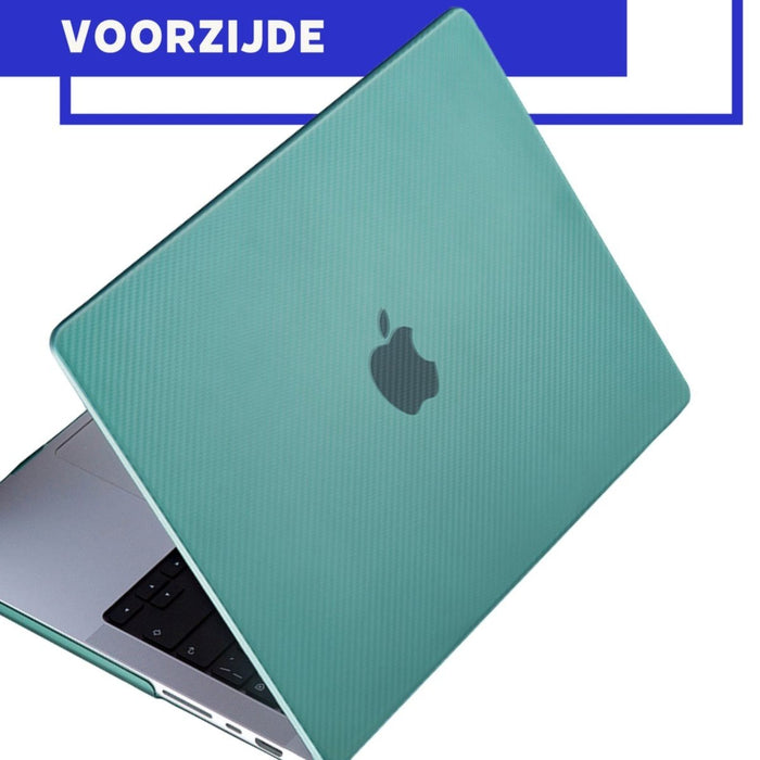 Phreeze MacBook Air Cover Groen - Carbon Case voor MacBook Air (13 Inch) van 2018/2019/2020/2021/2022 - Hardcase A2337 M1, A1932, A2179