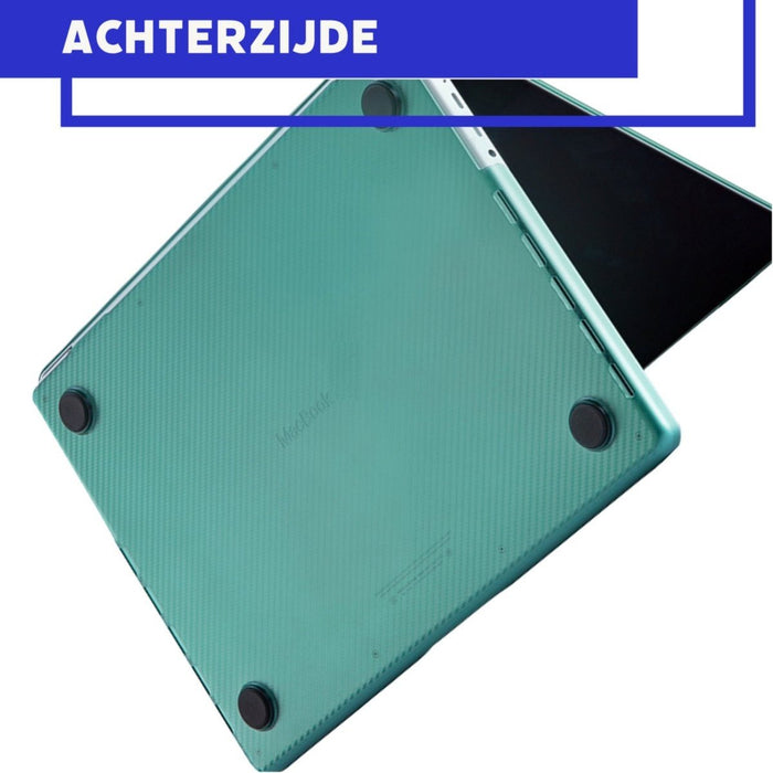 Phreeze MacBook Air Cover Groen - Carbon Case voor MacBook Air (13 Inch) van 2018/2019/2020/2021/2022 - Hardcase A2337 M1, A1932, A2179