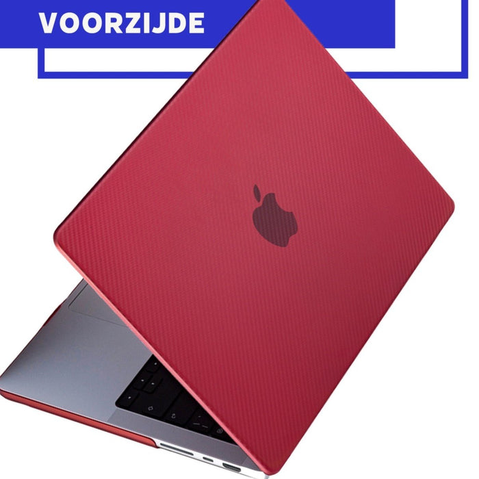 Phreeze MacBook Air Cover Rood - Carbon Case voor MacBook Air (13 Inch) van 2018/2019/2020/2021/2022 - Hardcase A2337 M1, A1932, A2179