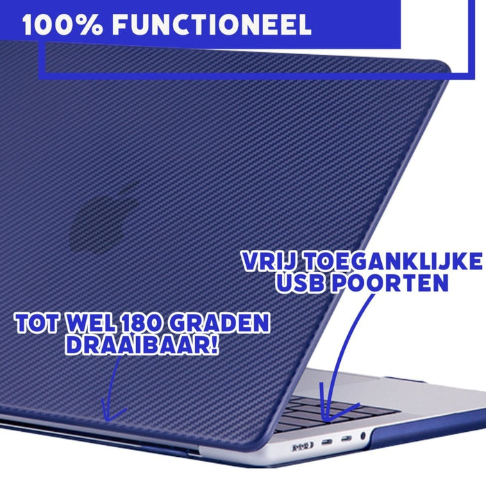 Phreeze MacBook Pro Cover Blauw - Carbon Case voor MacBook Pro (13 Inch) van 2022, 2021 en 2020 t/m 2016 - Hardcase A2338 M1, A2289, A2251, A2159, A1989, A1706, A1708