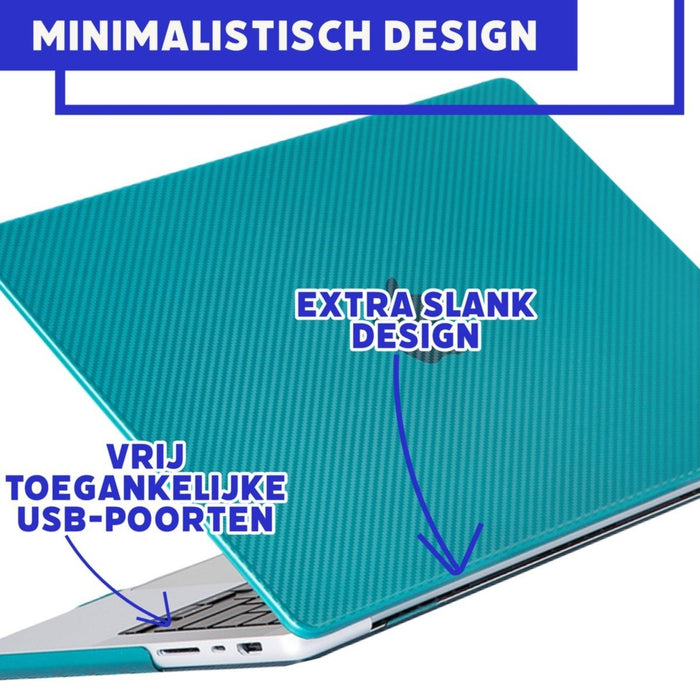 Phreeze MacBook Pro Cover Donker Groen - Carbon Case voor MacBook Pro (13 Inch) van 2022, 2021 en 2020 t/m 2016 - Hardcase A2338 M1, A2289, A2251, A2159, A1989, A1706, A1708