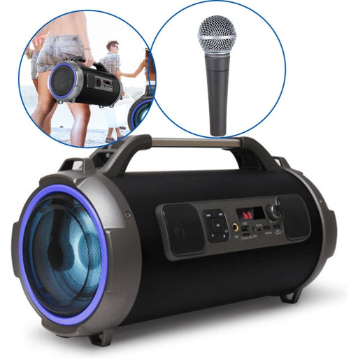 Phreeze Portable RGB Flip Bazooka - Met Karaoke Microfoon - Krachtige Draagbare Bluetooth Speaker - 24 Watt - RGB-lichten - Equalizer - LED-display - Diverse Afspeelmogelijkheden - 10 Meter Bereik - Ingebouwde Li-ion Batterij 3600mAh - Phreeze