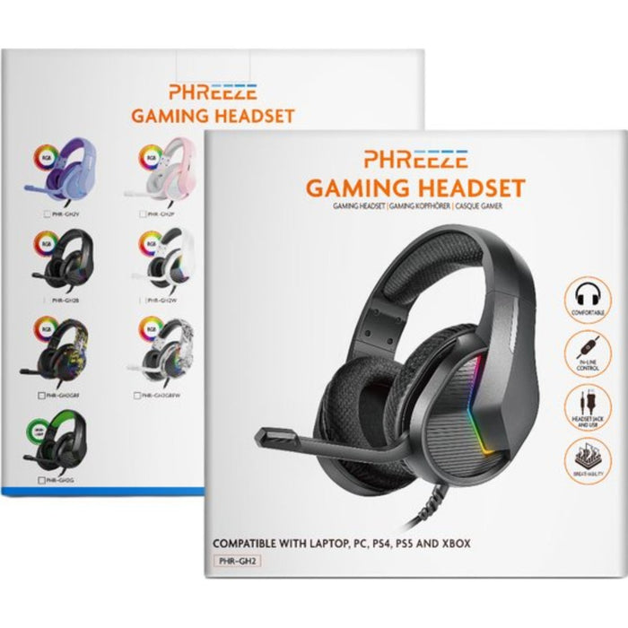 Phreeze™ Pro Game Headset met Microfoon - White Scrawl - Koptelefoon met Draad - RGB Gaming Headset voor PC, PS4, PS5, Nintendo Switch - Hoofdtelefoon Kawaii