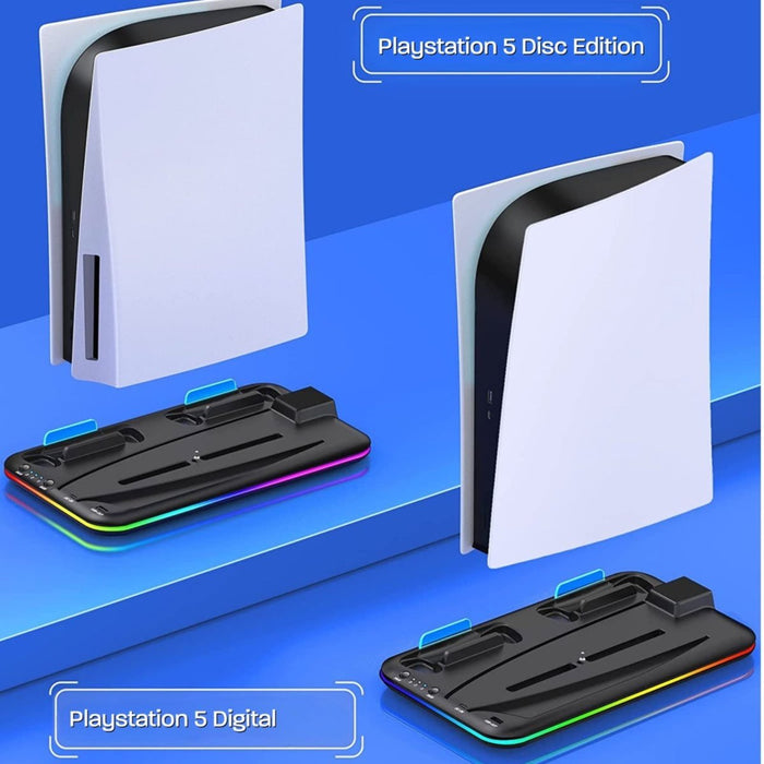 Phreeze PS5 Oplaadstation - Oplaadstation met Dualsense Charging, Verstelbare Ventilatie, RGB Verlichting, Headset & Game Houders - Compatibel met Playstation 5 Disc en Digital Editions