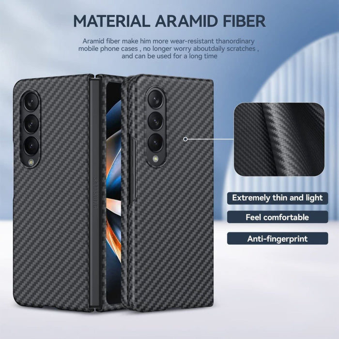 Phreeze™ Samsung Z Fold 4 Hoesje Carbon Zwart - Anti Schok - Draadloos Opladen - Geschikt voor Samsung Galaxy Z Fold 4