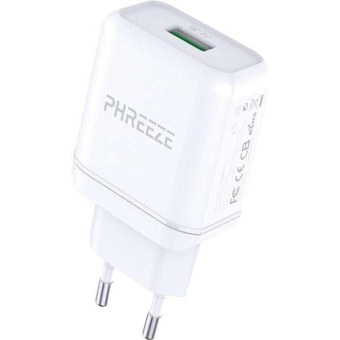 Phreeze Snellader Adapter voor Samsung met USB-C Laadkabel 3 Meter Oplaadsnoer Oplader Kabel - Universele USB Adapter met Snellaadfunctie HTC/OPPO/Xiaomi/Nokia/OnePlus/Tablet - Oplaadblokje - USB Stekker - Thuislader - Wandlader - PowerPort