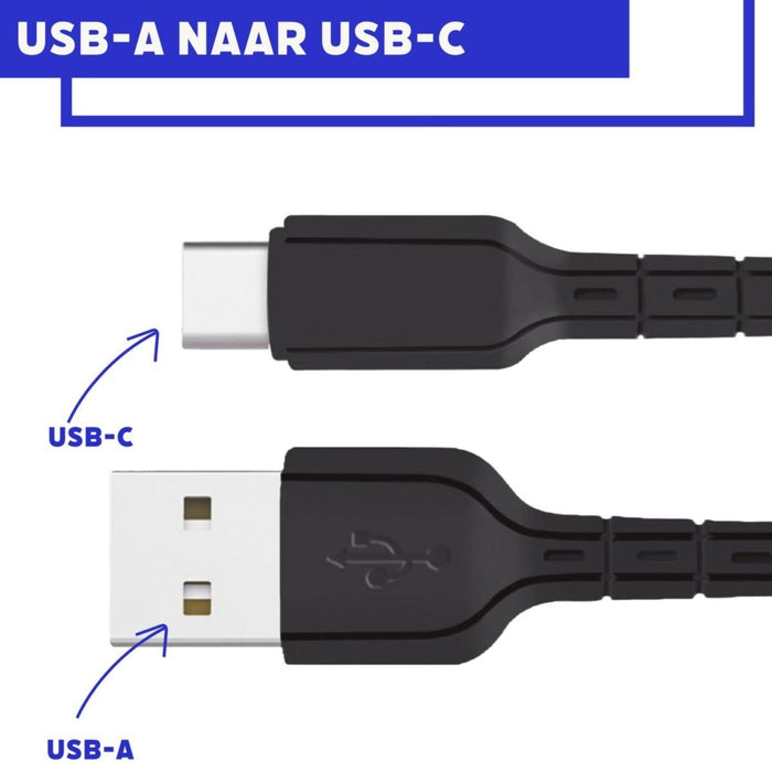 Phreeze® Universele USB Fast Charger + USB-C Oplader Kabel - 2 Meter - Geschikt voor Samsung Galaxy A13, A03s, A53, A02s, A12, A32, A50, A52s, A51s