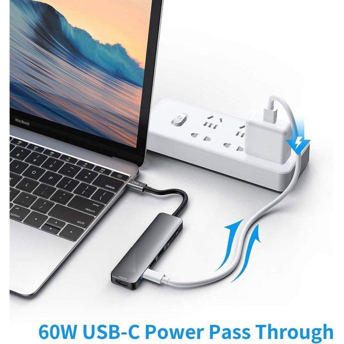 Phreeze USB-C Hub naar HDMI - USB-C 100W - USB 3.0 - USB 2.0 - SD-kaart - Micro-USB USB Kaart - Geschikt voor MacBook Pro 2016-2019 / MacBook Air 2018-2019 / MacBook 12 inch 2015 - 2017