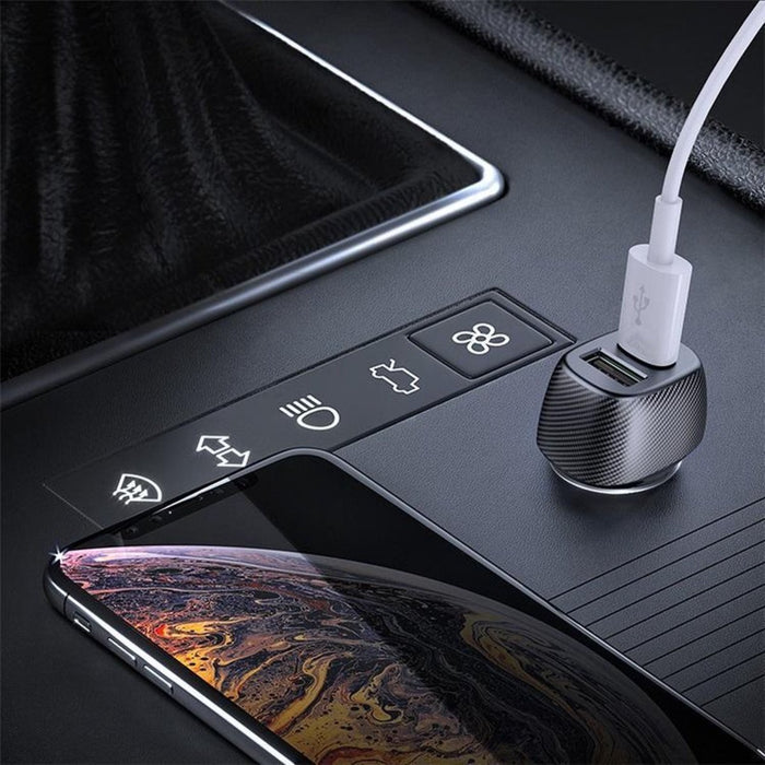 PowerCharge 2.4A Autolader USB Oplader Auto met USB-C Kabel - Sigarettenaansteker Auto Lader Adapter Dubbele USB Poort -Geschikt voor Samsung Galaxy A10/A11/A12/A21s/A51/A52/A52s/Note20/Note20Ultra/Watch/S21/S21FE/S21 Ultra