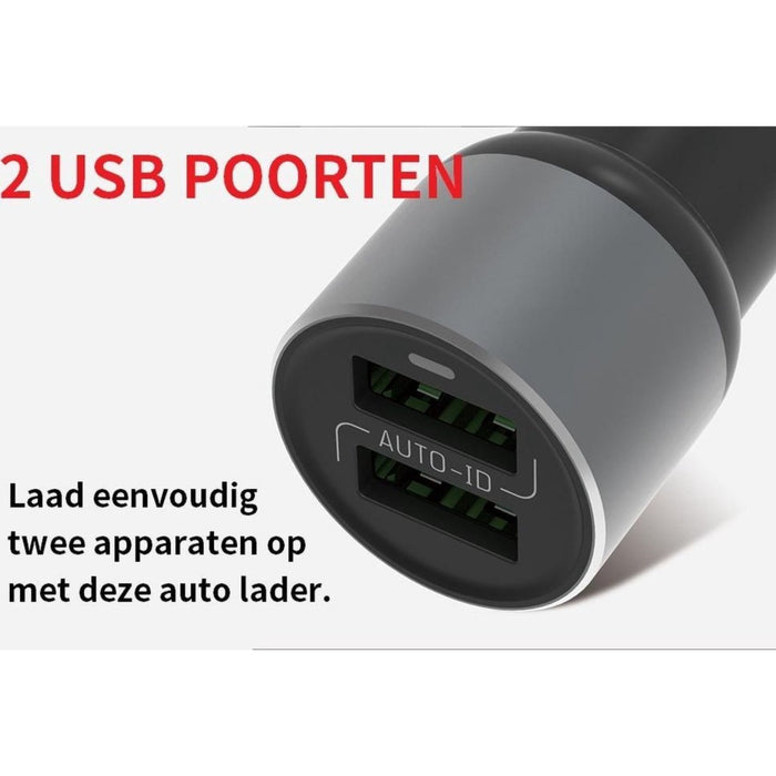 PowerIQ 3.6A Autolader USB Oplader Auto met USB-C Kabel - Sigarettenaansteker Auto Lader Adapter Dubbele USB Poort -Geschikt voor Samsung Galaxy A10/A11/A12/A21s/A51/A52/A52s/Note20/Note20Ultra/Watch/S21/S21FE/S21 Ultra
