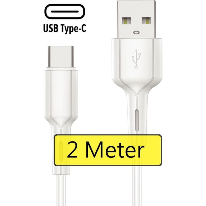 PowerPort 24W Thuislader met USB-C Kabel - Oplader Stekker Adapter met 2 USB Poorten - Geschikt voor Samsung Galaxy A10/A11/A12/A21s/A51/A52 A52s/Watch/S21/S21FE/S21 Ultra