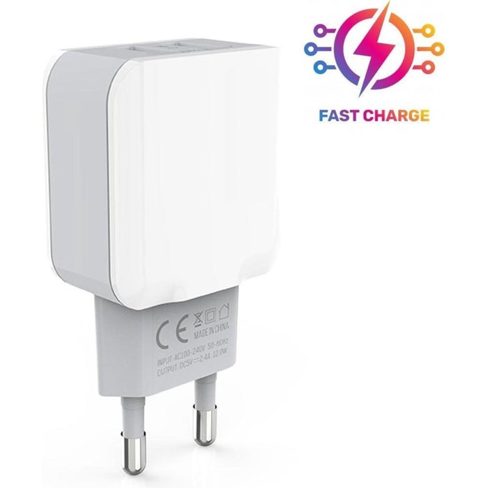 PowerPort 24W Thuislader Oplader Stekker Adapter met 2 USB Poorten - Geschikt voor Apple iPad / Apple iPhone / Apple Watch / Apple Airpods (Pro)