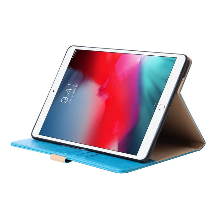 Premium iPad 2018/2017/Air 2/ Air Hoes - Luxe iPad Hoesje - Vegan Lederen Cover voor iPad Air & Air 2 - Book Case voor iPad 5e en 6e Generatie - Premium Tablethoes voor Apple iPad 9.7 - Licht Blauw