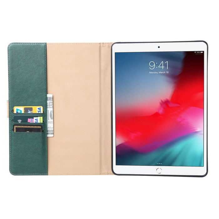 Premium iPad 2018/2017/Air 2/ Air Hoes - Luxe iPad Hoesje - Vegan Lederen Cover voor iPad Air & Air 2 - Book Case voor iPad 5e en 6e Generatie - Premium Tablethoes voor Apple iPad 9.7 - Groen