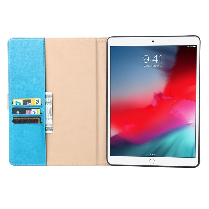 Premium iPad 2018/2017/Air 2/ Air Hoes - Luxe iPad Hoesje - Vegan Lederen Cover voor iPad Air & Air 2 - Book Case voor iPad 5e en 6e Generatie - Premium Tablethoes voor Apple iPad 9.7 - Licht Blauw