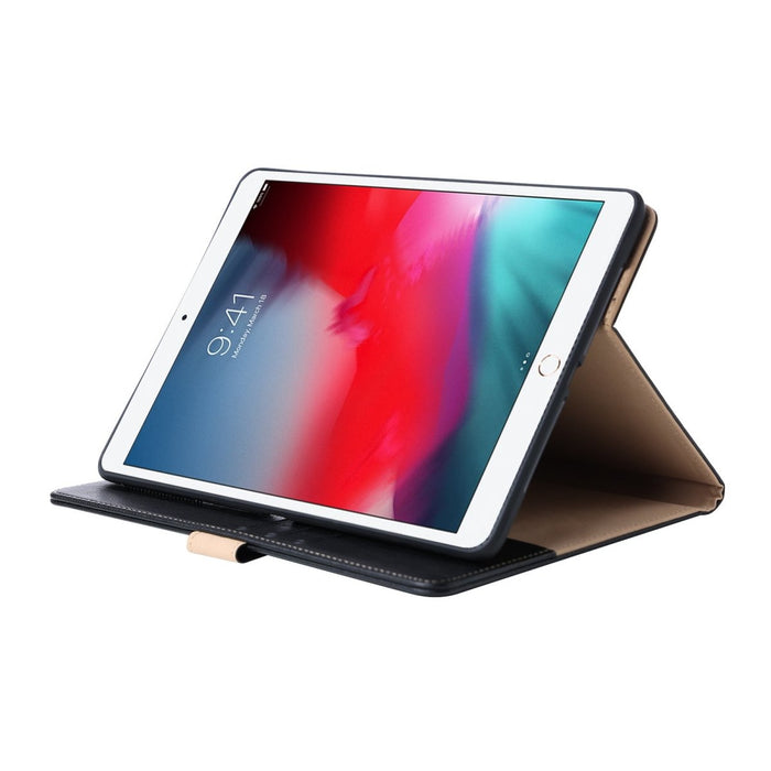 Premium iPad 2018/2017/Air 2/ Air Hoes - Luxe iPad Hoesje - Vegan Lederen Cover voor iPad Air & Air 2 - Book Case voor iPad 5e en 6e Generatie - Premium Tablethoes voor Apple iPad 9.7 - Zwart