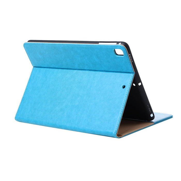 Premium iPad 2018/2017/Air 2/ Air Hoes - Luxe iPad Hoesje - Vegan Lederen Cover voor iPad Air & Air 2 - Book Case voor iPad 5e en 6e Generatie - Premium Tablethoes voor Apple iPad 9.7 - Licht Blauw