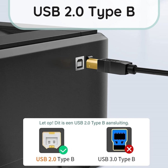 Printerkabel - USB C naar USB 2.0 B Kabel - Midi Kabel USB C - Printerkabel - Geschikt voor MIDI, Midi Keyboard, Midi Controller, Midi Interface, HP, Brother, Canon, Xerox, Epson, Printer, Scanner, Fax