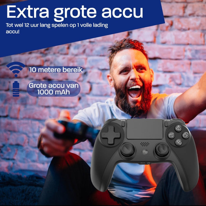 Pro Draadloze Controller V2 - Geschikt voor PS4 en PS3 - Draadloos - Zwart - Haptic Feedback - Speaker - Audio Jack Input - Geschikt voor Playstation 4 PS4 en Playstation 3 PS3 - Touch Sensor - Dual Trilmotoren Draadloze Controller