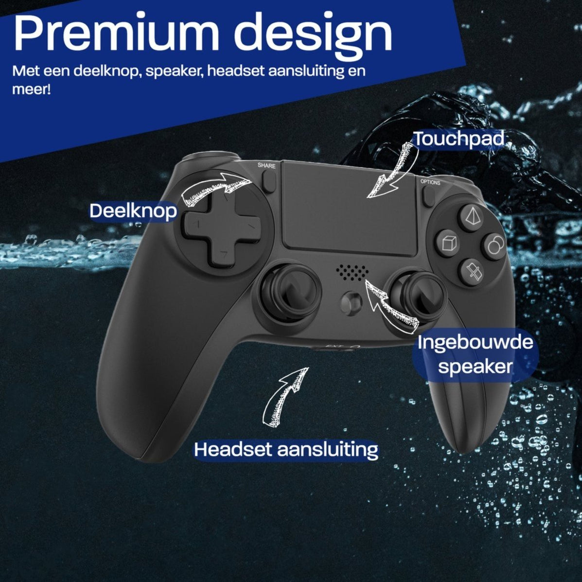 PS4 Controller met Dual Shock PS3 Compatibel Draadloos — Phreeze
