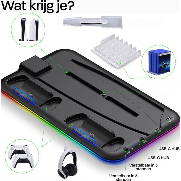 PS5 Charging Station - Oplaadstation voor Playstation 5 - Oplader PS5 Controllers - Headset Houder - Digital + Disc Edition - PS5 Accessoires