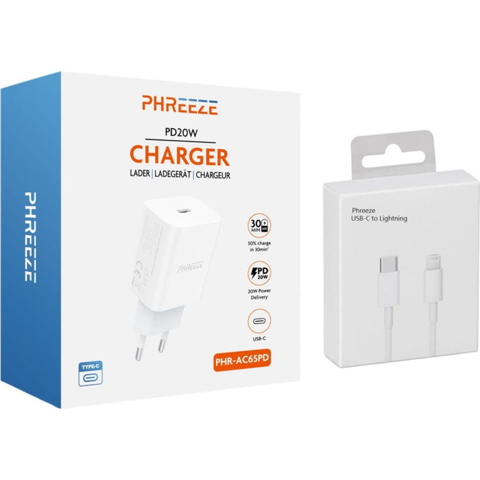 Quick Charge USB-C stekker met iPhone kabel – geschikt voor Apple iPhone 13 – iPhone lader – iPhone 13 Pro – iPhone 13 Pro Max – iPhone 12 – 20W USB-C oplader - snellader