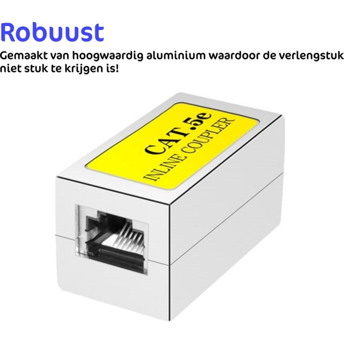 RJ45 Koppelstuk - UTP Koppelstuk - CAT5e adapter - Verlengstuk Internetkabel - RJ45 (Vrouwelijk) naar RJ45 (Vrouwelijk) - Ethernet Verlengkabel