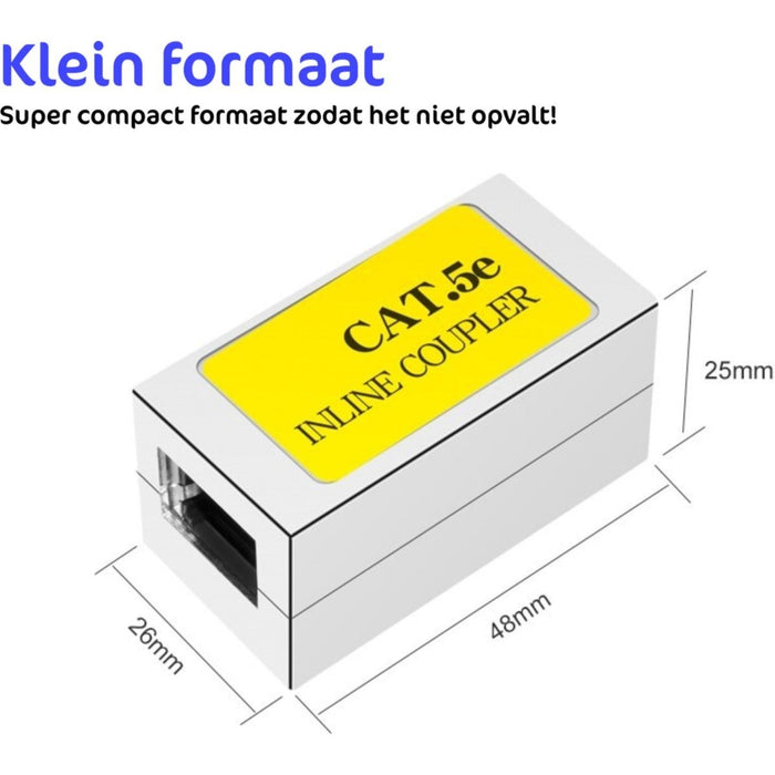 RJ45 Koppelstuk - UTP Koppelstuk - CAT5e adapter - Verlengstuk Internetkabel - RJ45 (Vrouwelijk) naar RJ45 (Vrouwelijk) - Ethernet Verlengkabel