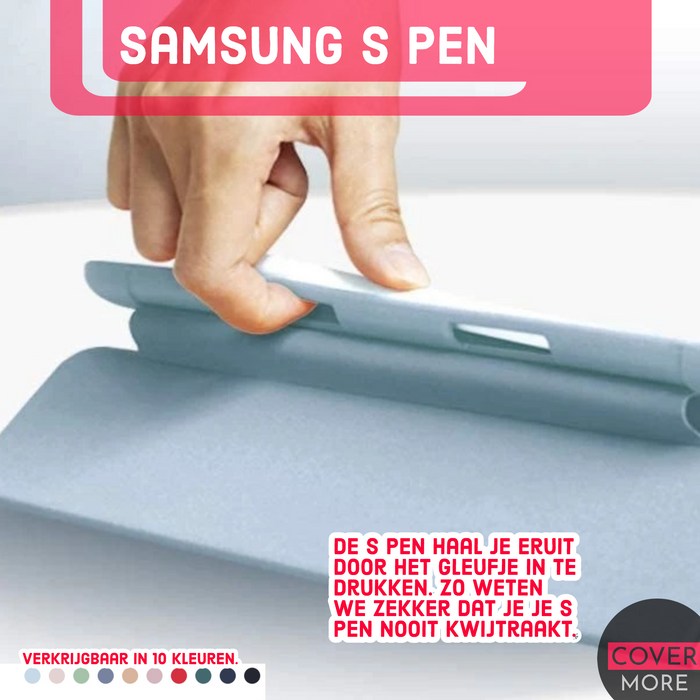 Samsung Tab S6 Lite Hoes - Donker Blauw Smart Folio Cover met Samsung S Pen Vakje - Tab S6 Lite Hoesje Case Cover