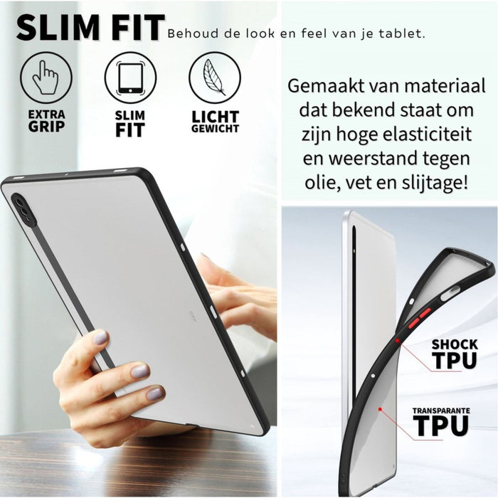 Samsung Galaxy Tab S8 Hoes - Phreeze Back Cover Tablet Hoesje - Zwart - Transparant - Tablet Hoezen - Phreeze