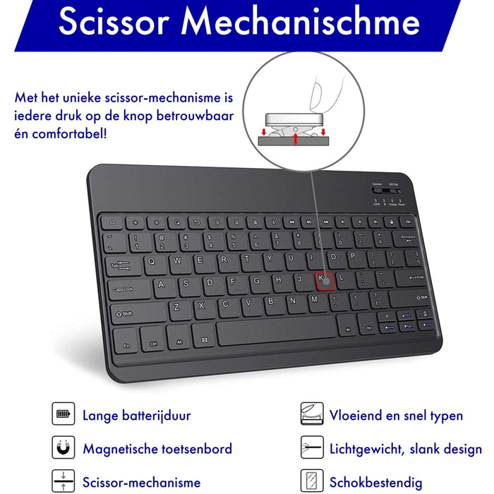 Samsung Tab A8 Hoes met Toetsenbord - Leer - Keyboard case voor Samsung Galaxy Tab A8 (10.5 inch) - SM-X200, SM-X205 - Tablet Hoesje met Toetsenbord - Donker Blauw - Bluetooth Toetsenbord Tablet - Samsung Toetsenbord