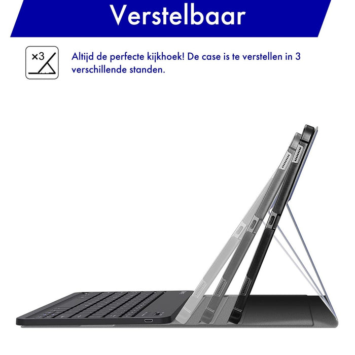 Samsung Tab A8 Hoes met Toetsenbord - Leer - Keyboard case voor Samsung Galaxy Tab A8 (10.5 inch) - SM-X200, SM-X205 - Tablet Hoesje met Toetsenbord - Donker Blauw - Bluetooth Toetsenbord Tablet - Samsung Toetsenbord