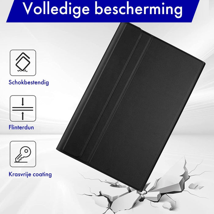 Samsung Tab A8 Hoes met Toetsenbord - Leer - Keyboard case voor Samsung Galaxy Tab A8 (10.5 inch) - SM-X200, SM-X205 - Tablet Hoesje met Toetsenbord - Zwart - Bluetooth Toetsenbord Tablet - Samsung Toetsenbord