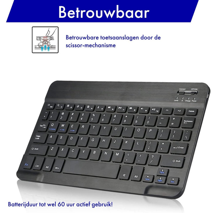 Samsung Tab A8 Hoes met Toetsenbord - Leer - Keyboard case voor Samsung Galaxy Tab A8 (10.5 inch) - SM-X200, SM-X205 - Tablet Hoesje met Toetsenbord - Zwart - Bluetooth Toetsenbord Tablet - Samsung Toetsenbord