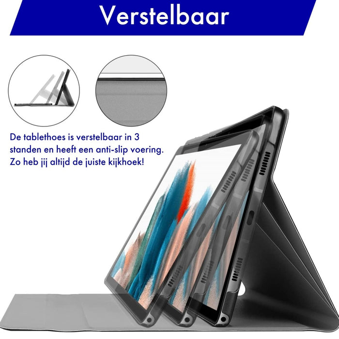 Samsung Tab A8 Hoes met Toetsenbord - Leer - Keyboard case voor Samsung Galaxy Tab A8 (10.5 inch) - SM-X200, SM-X205 - Tablet Hoesje met Toetsenbord - Zwart - Bluetooth Toetsenbord Tablet - Samsung Toetsenbord