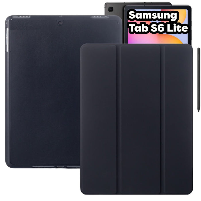 Samsung Tab S6 Lite Hoes - Zwart Smart Folio Cover met Samsung S Pen Vakje - Tab S6 Lite Hoesje Case Cover