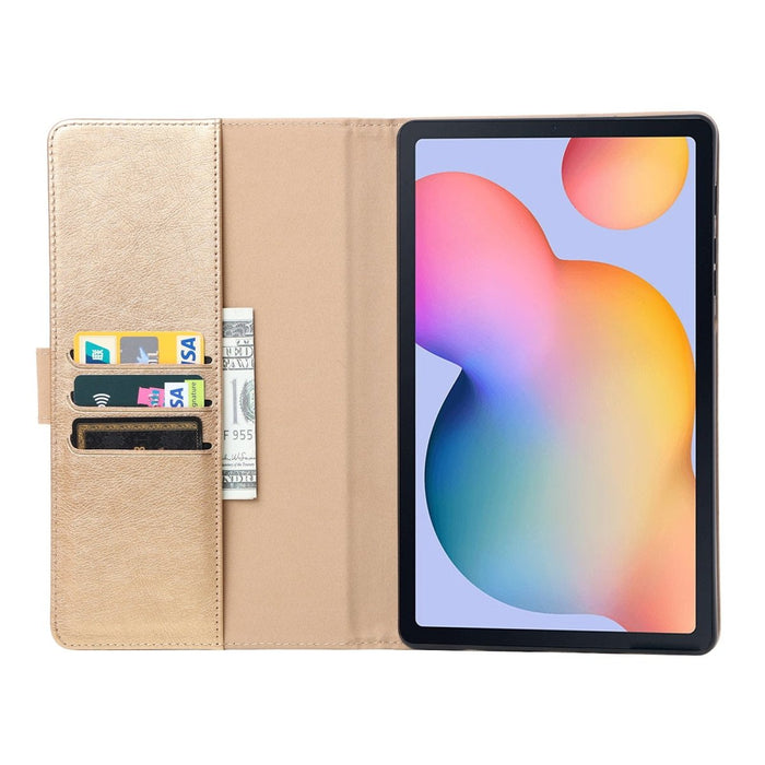 Samsung Tab S6 Lite Hoesje - Vegan Leer - Book Case Samsung Tab S6 Lite (2020) - Samsung Tab S6 Lite Hoes - Cover voor de Samsung Galaxy Tablet S6 Lite 2020 - 10.4 inch - Goud