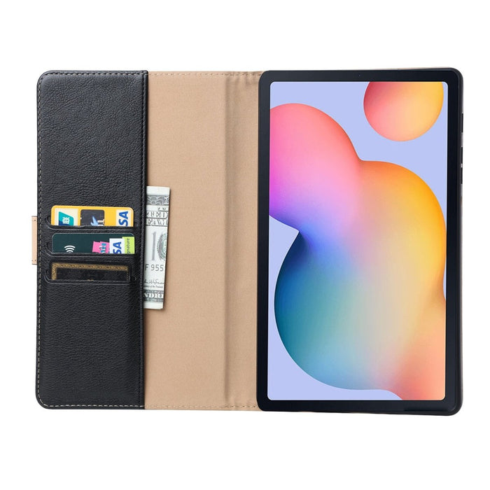 Samsung Tab S6 Lite Hoesje - Vegan Leer - Book Case Samsung Tab S6 Lite (2020) - Samsung Tab S6 Lite Hoes - Cover voor de Samsung Galaxy Tablet S6 Lite 2020 - 10.4 inch - Zwart