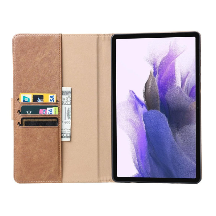 Samsung Tab S7 FE Hoesje - Vegan Leer - Book Case Samsung Tab S7 FE (2021) 12.4 - Samsung Tab S7 FE Hoes - Cover voor de Samsung Galaxy Tablet S7 Fan Edition 2021 - 12.4 inch - Bruin