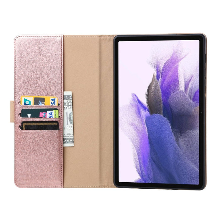 Samsung Tab S7 FE Hoesje - Vegan Leer - Book Case Samsung Tab S7 FE (2021) 12.4 - Samsung Tab S7 FE Hoes - Cover voor de Samsung Galaxy Tablet S7 Fan Edition 2021 - 12.4 inch - Roze Goud