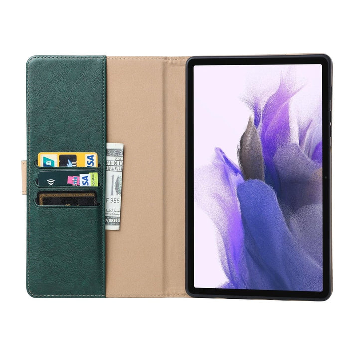 Samsung Tab S7 FE Hoesje - Vegan Leer - Book Case Samsung Tab S7 FE (2021) 12.4 - Samsung Tab S7 FE Hoes - Cover voor de Samsung Galaxy Tablet S7 Fan Edition 2021 - 12.4 inch - Groen