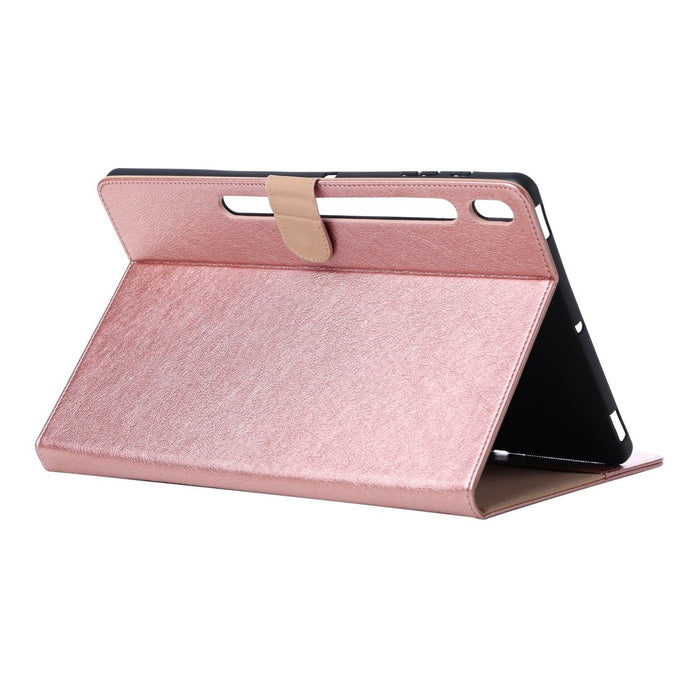 Samsung Tab S7 FE Hoesje - Vegan Leer - Book Case Samsung Tab S7 FE (2021) 12.4 - Samsung Tab S7 FE Hoes - Cover voor de Samsung Galaxy Tablet S7 Fan Edition 2021 - 12.4 inch - Roze Goud