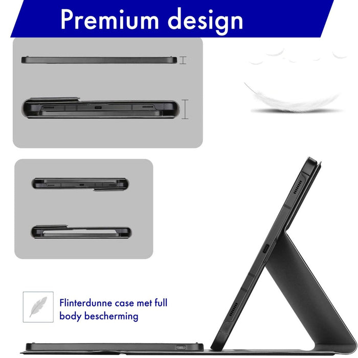 Samsung Tab S7 Plus Hoes met Toetsenbord - Leer - Keyboard case voor Samsung Galaxy Tab S7 Plus (12.4 inch) - SM-T970, SM-T976B - Tablet Hoesje met Toetsenbord - Zwart - Bluetooth Toetsenbord Tablet - Samsung Toetsenbord