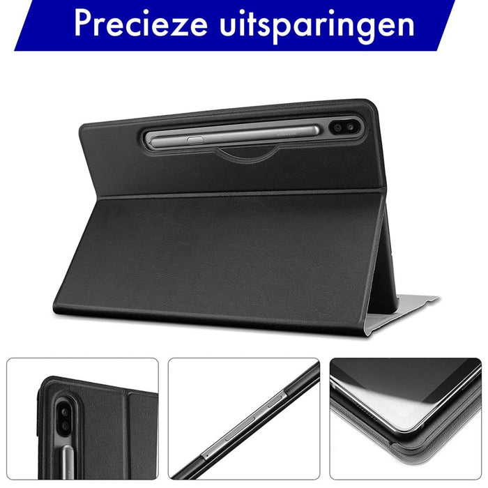 Samsung Tab S7 Plus Hoes met Toetsenbord - Leer - Keyboard case voor Samsung Galaxy Tab S7 Plus (12.4 inch) - SM-T970, SM-T976B - Tablet Hoesje met Toetsenbord - Zwart - Bluetooth Toetsenbord Tablet - Samsung Toetsenbord